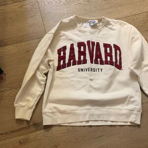Zara Cream Harvard University Crewneck Sweater